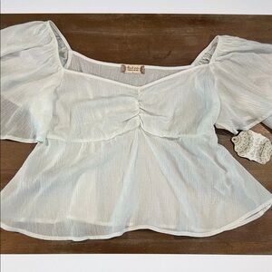 Altar'd State White Puff Sleeve Blouse